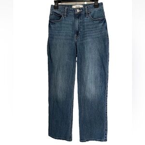 Hollister Ultra High Rise Dad Jeans Women 6S W28S Blue Straight Leg Y2K